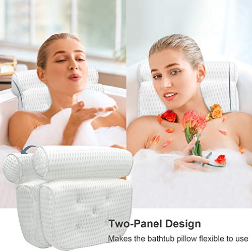 Full Body Bath Pillow, Bath Pillows for tub with Mesh Washing Bag & 21  Non-Slip Suction Cups, Spa Bathtub Pillow for Head Neck Shoulder and Back  Support - 5D Air Mesh 