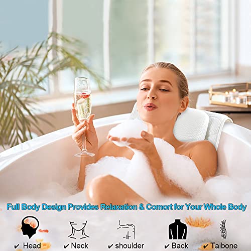 Full Body Spa Bath Pillow Mat, Bathtub Mattress Luxury Cushion with Large  Suction Cups, Comfort Support Your Head, Neck, Shoulder, Back and Tailbone